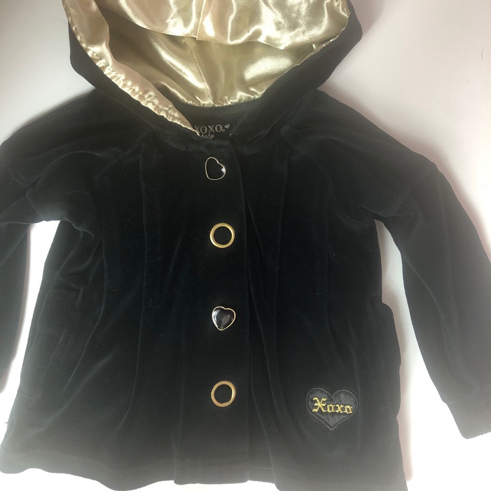 Black and gold velour hoodie